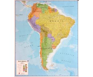 Carte murale plastifiée (en anglais) - Amérique du Sud politique - 120 x 100 cm | Maps International