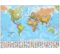 Carte murale plastifiée (en anglais) - Monde politique, avec bande de drapeaux - 1/30M (136 x 100 cm) | Maps International