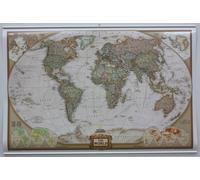 Carte murale plastifiée (en anglais) - Monde politique, style antique, avec lattes métalliques de maintien - 1/30M (117 x 76 cm) | National Geographic