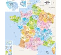 Carte murale plastifiée - France administrative - 90 x 96 cm | Blay Foldex - Papier 150 g avec plastification mate