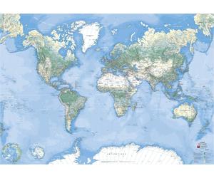 Carte murale plastifiée - Monde avec nature des sols (133 x 90 cm) | Blay Foldex