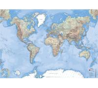 Carte murale plastifiée - Monde avec relief et altitude (133 x 90 cm) | Blay Foldex