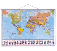 Carte murale plastifiée - Monde politique, avec lattes métalliques de maintien - 1/40 M (103 x 74 cm) | Maps International