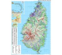 Carte murale plastifiée - Sainte Lucie (routière) - 93 x 69 cm | Gizi Map