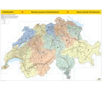 Carte murale plastifiée - Suisse (zones postales) - 139 x 100 cm | Kümmerly & Frey