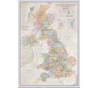 Carte murale - Royaume-Uni (en anglais), style classique - 60 x 85 cm | Maps International