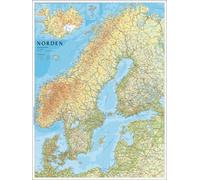 Carte murale - Scandinavie & Islande (physique) - 75 x 100 cm | Norstedts