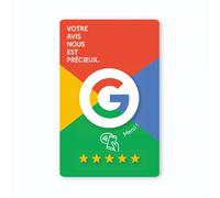 Carte NFC simple avec avis Google en français, italien, anglais, étanche et durable English Edition