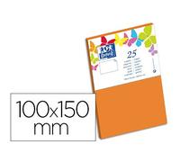 Carte oxford vélin 100x150mm 240g coloris orange étui 25 unités