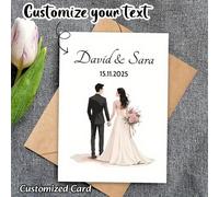 Carte personnalisée de mariage, de fiançailles, d'anniversaire - Personnalisée avec les noms et la date, les noms de la mariée et du marié, liste de contrôle du mariage - Carte personnalisée pour les 