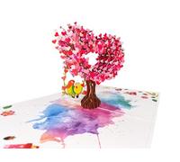 Carte pop-up 3D, arbre en forme de cœur avec oiseaux, romantique, pour anniversaire de mariage, anniversaire, amour, faite à la main