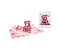 Carte pop-up 3D avec ours en peluche de roses et cœur, 30 x 20 x 12 cm, carte de vœux romantique