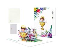 Carte pop-up en forme de calice doré, accessoires colorés pour bénédiction, décoration portable pour fête prénatale, baptême