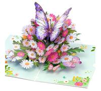 Carte Pop Up Fleurs, Marguerites et Papillons Carte de vœux Pop Up 3D avec enveloppe Carte d'anniversaire surprise exquise Cadeau