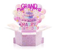 Carte pop-up Joyeux anniversaire, superbe cadeau d'anniversaire pour petite-fille, boîte pliable 3D avec carte de notes et enveloppe, décoration de ballon, célébration de grand-mère, grand-père