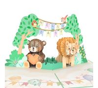 Carte Pop-Up papercrush® Hello Baby avec animaux - Carte de naissance 3D neutre pour fille & garçon, félicitations pour le bébé, carte de vœux et cadeau d'argent pour la naissance, carte pour bébé