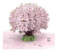 Carte pop-up Sakura - Carte fleurs de cerisier anniversaire geante 3D pour femmes 12.0 x 17.5 cm