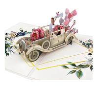 Carte pop-up Voiture de Mariage just Married en 3D - élégante Carte de Vœux de Félicitations pour union, Cadeau