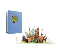 Carte Pop Up Voyage Monde 3D - Carte Anniversaire Homme Femme Originale - Carte Cadeau pour Billet Avion ou Argent - Idée Cadeau Voyage Surprise, Départ à l'Étranger, Retraite & Bon Vacances