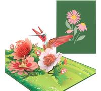 Carte PopLife en 3D Fleurs Sauvages et Colibri - Carte Pop-Up pour les Amoureux des Oiseaux, Anniversaire, Anniversaire de Mariage, Saint-Valentin, Retour de Maladie - Cadeau pour Maman, Femme