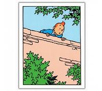 Carte postale double Moulinsart Tintin, sur le mur (12,5x17,5cm)