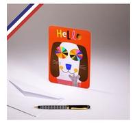 Carte simple Happy Word ! créée et imprimée en France sur papier certifié PEFC - Hello - Chien rigolo G