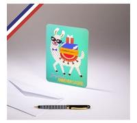Carte simple Happy Word ! créée et imprimée en France sur papier certifié PEFC - Joyeux anniversaire - Lama Vert G