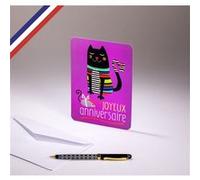 Carte simple Happy Word ! créée et imprimée en France sur papier certifié PEFC - Joyeux anniversaire - Le chat et la souris G