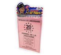 Carte spéciale Permis de la vingtaine LES TRESORS DE LILY - Rose - Anniversaire 20 ans