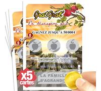 Cartes à Gratter Annonce Grossesse (lot de 5) - "La Famille s'agrandit" - Idée Cadeau Originale Surprise Futur Papi, Mamie, Papa, Tata, Tonton - Ticket de Jeu Factice - Fabriqué en France