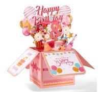 Cartes Cadeaux d'Anniversaire Pop up, Carte de Vœux 3D Colorée avec Enveloppe Cadeau Créatif pour Fille Sœur Amie (8 An)