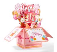 Cartes Cadeaux d'Anniversaire Pop up, Carte de Vœux 3D Colorée avec Enveloppe Cadeau Créatif pour Fille Sœur Amie (15 An)