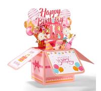 Cartes Cadeaux d'Anniversaire Pop up, Carte de Vœux 3D Colorée avec Enveloppe Cadeau Créatif pour Fille Sœur Amie (18 An)