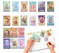 Cartes d'affirmations positives - Deck de 18 pièces, motif animal de motivation | Fonction de mise en page de message réconfortant, self, bureau, maison, relaxation, réflexion, pratique de journal,