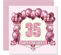 Cartes d'anniversaire amusantes pour femme - Ballons d'anniversaire - Carte d'anniversaire pour papa maman fils fille frère sœur oncle tante cousin 145mm carte de vœux pour 35e anniversaire