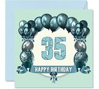 Cartes d'anniversaire amusantes pour homme - Ballons d'anniversaire - Carte d'anniversaire pour papa, tante, oncle, fille, cousin, fils, sœur, maman, frère, 145 mm x 145 mm, carte de vœux pour 35e