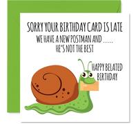 Cartes d'anniversaire amusantes pour homme et femme - Snail Mail - Carte d'anniversaire tardive pour maman papa frère sœur fils fille grand-père