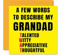 Cartes d'anniversaire grossières pour grand-père - Quelques mots décrivent Tw*t - Carte d'anniversaire pour grand-père de la part de petit-fils, petite-fille, cadeau d'anniversaire, 145 mm x 145 mm