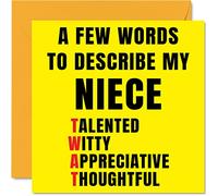 Cartes d'anniversaire grossières pour nièce - Quelques mots décrivent Tw*t - Carte d'anniversaire pour nièce de la part d'une tante, d'un oncle, de plaisanterie, cadeau d'anniversaire 145 mm x 145 mm