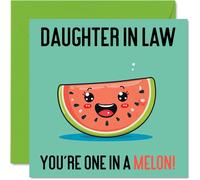 Cartes d'anniversaire pour belle-fille - One In A Melon - Carte d'anniversaire amusante pour belle-fille de la part de maman, beau-père, cadeau d'anniversaire pour fille, 145 mm x 145 mm, cartes de