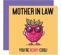 Cartes d'anniversaire pour belle-mère - Berry Cool - Carte d'anniversaire amusante pour belle-mère de la part de son fils, belle-fille, carte de fête des mères pour belle-mère, 145 mm x 145 mm cartes