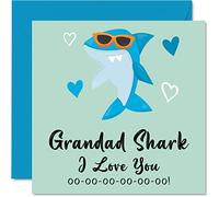 Cartes d'anniversaire pour grand-père - Requin - Carte de fête des pères pour grand-père de la part de petite-fille, petit-fils, joyeux anniversaire grand-père de la part des tout-petits, bébés et