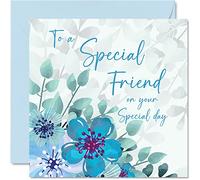 Cartes d'anniversaire spéciales pour un ami - Carte d'anniversaire pour un ami spécial - Carte d'anniversaire sincère pour un ami de Bestie, cadeau d'anniversaire mignon pour un ami 145 mm x 145 mm