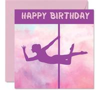 Cartes d'anniversaire sportives pour femmes et filles - Cartes d'anniversaire dansantes dans le sport - Carte d'anniversaire dansante pour amie, sœur, fille, nièce, coéquipière, 145 mm x 145 mm