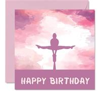 Cartes d'anniversaire sportives pour femmes et filles - Gymnastique filles dans le sport - Carte d'anniversaire pour amie, sœur, fille, nièce, coéquipière, 145 mm x 145 mm, cartes de vœux pour