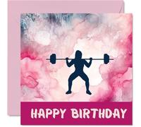 Cartes d'anniversaire sportives pour femmes et filles - Haltérophilie filles dans le sport - Carte d'anniversaire poids pour amie sœur fille nièce coéquipière 145mm cartes de vœux pour