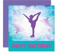 Cartes d'anniversaire sportives pour femmes et filles - Patineuse à glace - Carte d'anniversaire pour amie, sœur, fille, nièce, coéquipière, patineur, 145 mm x 145 mm