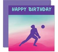 Cartes d'anniversaire sportives pour femmes et filles - Volleyball Girls in Sport - Carte d'anniversaire de volleyball pour amie, sœur, fille, nièce, coéquipière, 145 mm x 145 mm