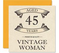 Cartes d'anniversaire vintage pour femme - 45 ans - Carte d'anniversaire amusante pour maman sœur épouse petite amie cousine tante 145mm carte de vœux pour femme carte d'anniversaire