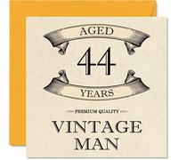 Cartes d'anniversaire vintage pour homme - 44 ans - Carte d'anniversaire amusante pour collègue, papa, mari, petit ami, oncle, frère, ami, 145 mm x 145 mm, carte de vœux pour 44e anniversaire